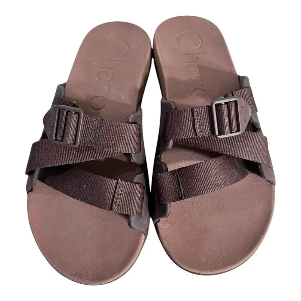 Chaco Shoes Mens Chillos Brown Slides Sandals Size 9 Buckle Strap Outdoors